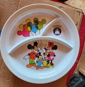 Disneyland Melamine Plate Early 1990's 1989 Vintage Mickey Minnie Pluto